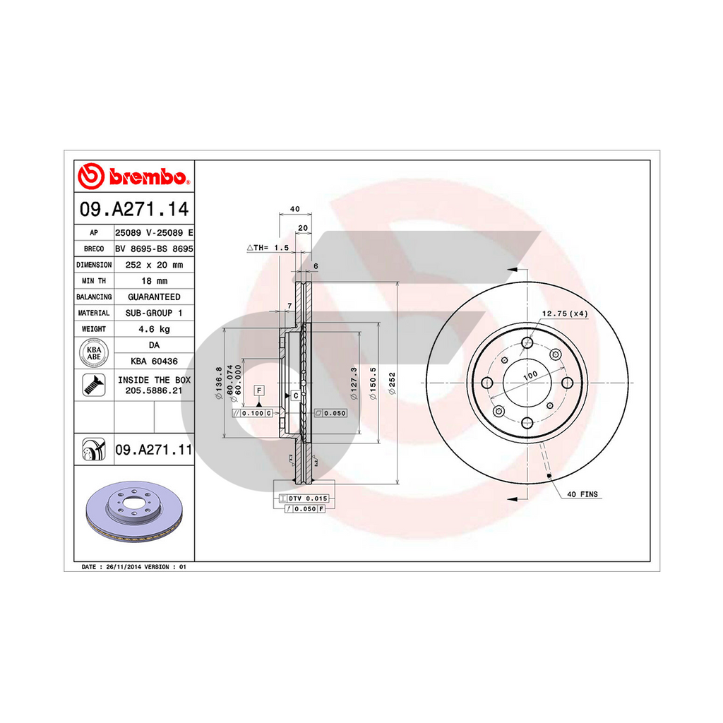 BREMBO จานเบรคหน้า SWIFT 1.2L ปี12, 1.5L ปี09, CIAZ | 252 MM. 4รู