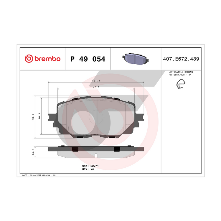 BREMBO ผ้าเบรคหน้า MX-5 ND 1.5 2.0 160HP 184HP ปี15-ON