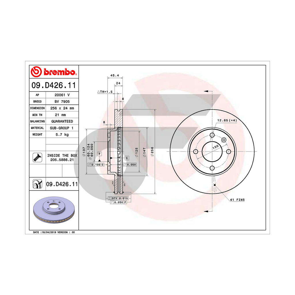 BREMBO จานเบรคหน้า SPIN, SONIC 1.2L 1.4L 1.6L | 256 MM. 4รู