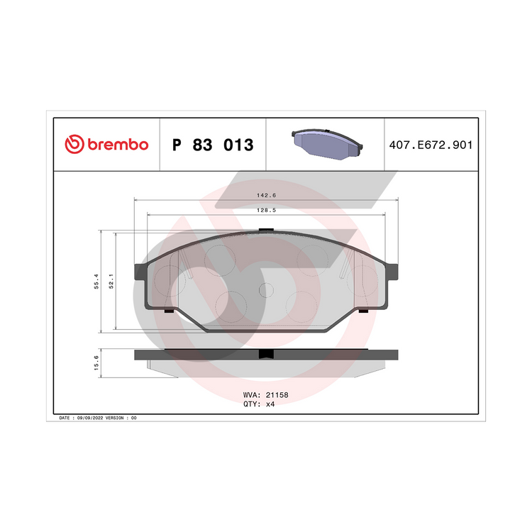 BREMBO ผ้าเบรคหน้า HIACE LH100 LH112 หัวจรวด ปี97-00, HILUX HERO LN50 2WD ปี83-89, HILUX MIGHTY-X 2WD ปี90-98, TIGER 2WD