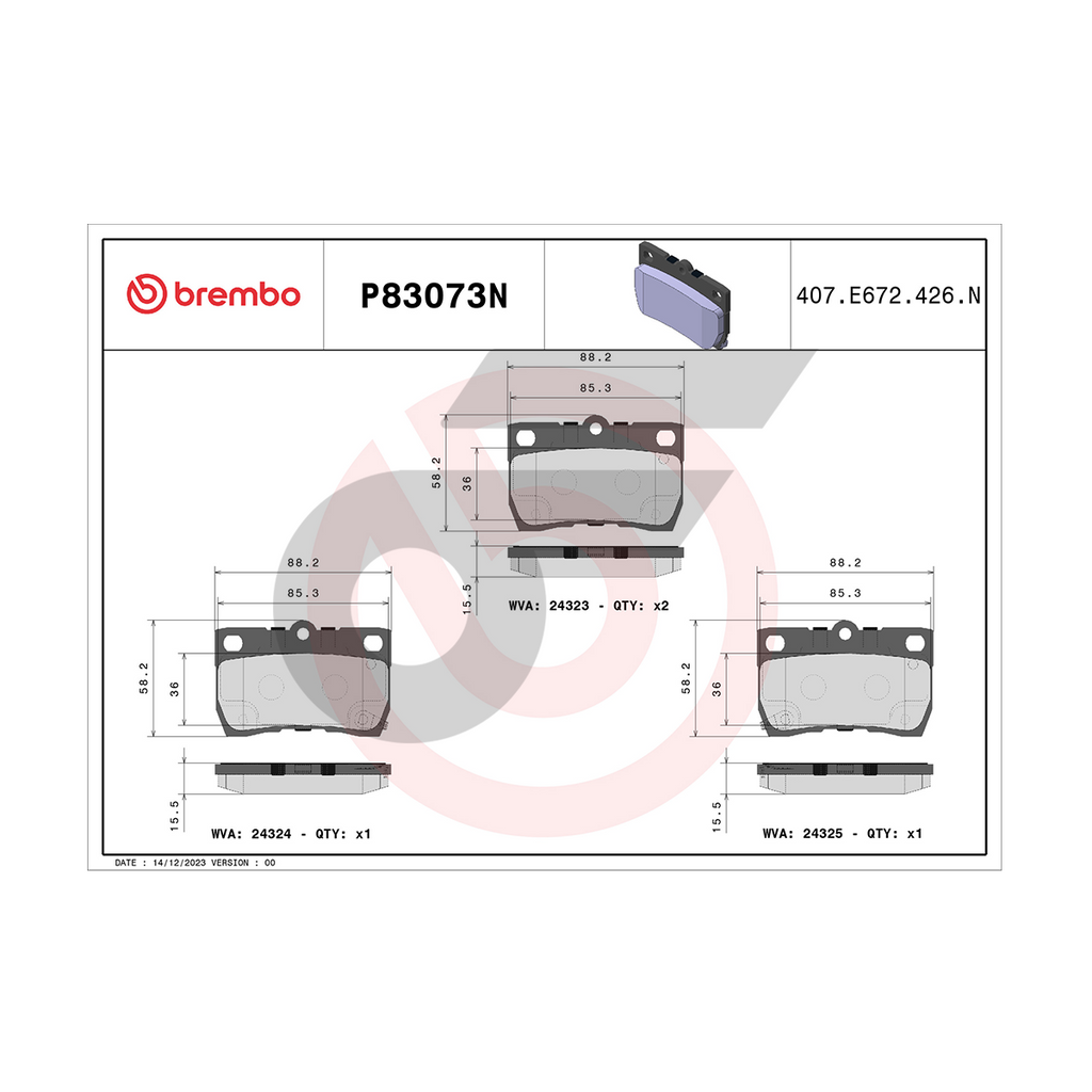 BREMBO ผ้าเบรคหลัง IS250 GSE20 V6 ปี05-13, IS200T 300 350 ปี13-ON, GS300 GRS190, GRS195 ปี05-ON