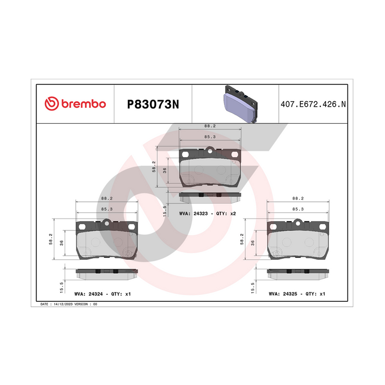 BREMBO ผ้าเบรคหลัง IS250 GSE20 V6 ปี05-13, IS200T 300 350 ปี13-ON, GS300 GRS190, GRS195 ปี05-ON