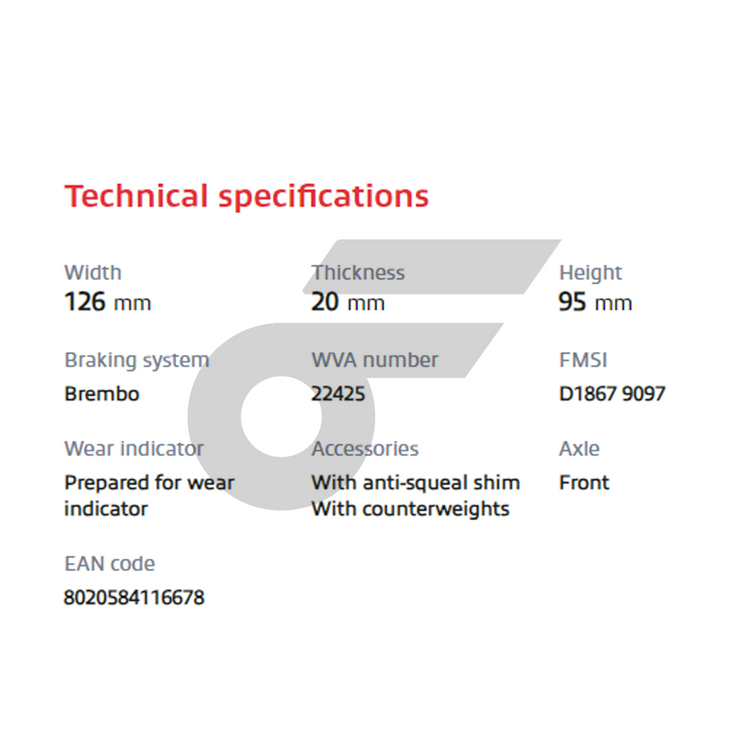 BREMBO ผ้าเบรคหน้า SUPRA (DB) 2.0 (DB22, DB21, DB23), 3.0 GR (DB41, DB42, DB43) ปี19-ON