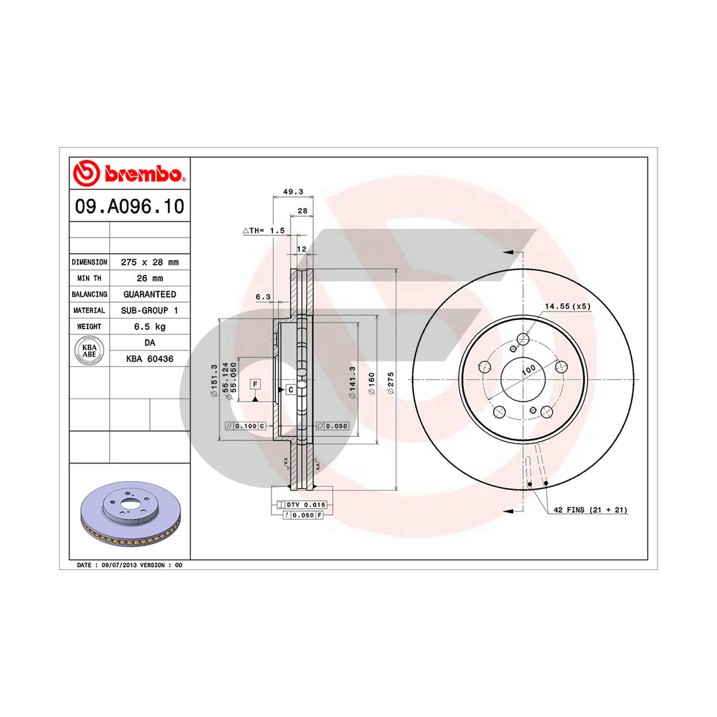 BREMBO จานเบรคหน้า WISH 2.0L ปี05 | 275 MM. 5รู