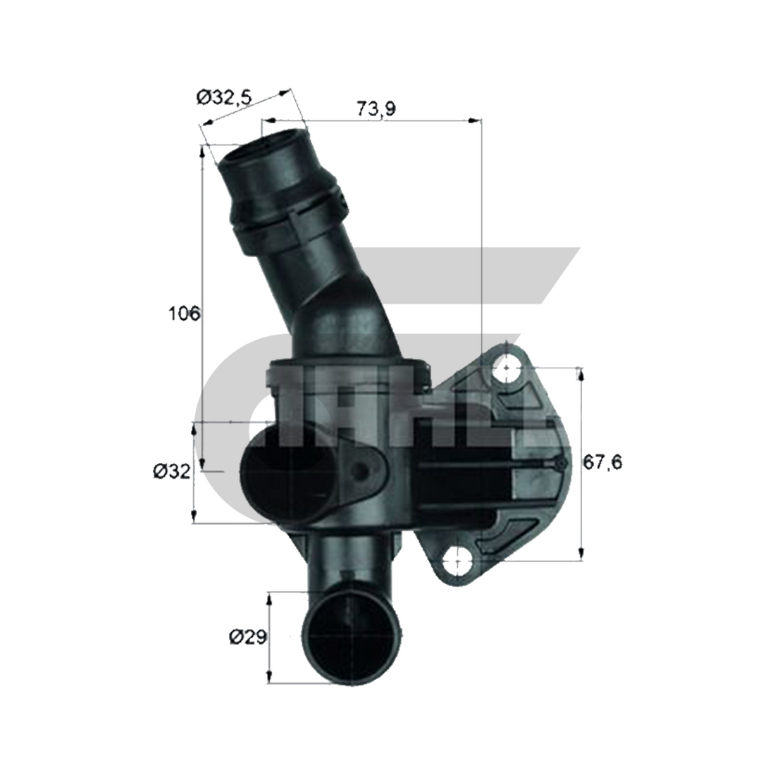 MAHLE วาล์วน้ำ+เสื้อ VW AUDI PORSCHE 2.0TFSI / A3 TT, GOLF PASSAT | 87องศา