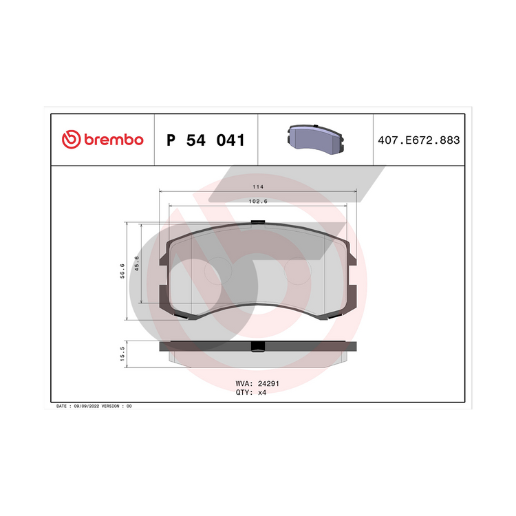 BREMBO ผ้าเบรคหน้า LANCER CEDIA 1.6 1.8 ปี01-ON