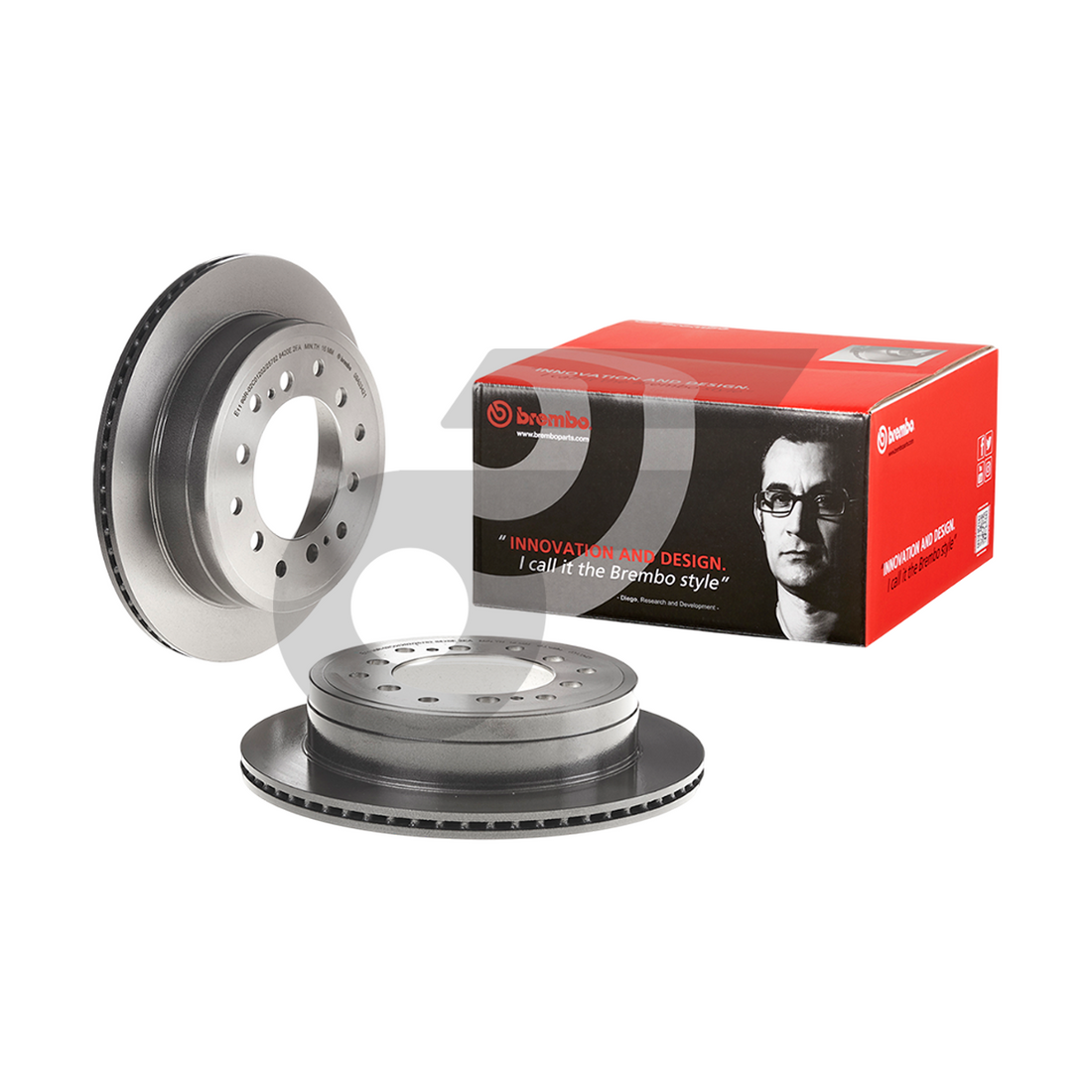 BREMBO จานเบรคหลัง FORTUNER 2WD 4WD 2.4 2.8 CENTER HUB 108 MM ปี15-ON, LAND PRADO KDJ12 GRJ13 CENTER HUB 108 MM ปี02-10 |312MM. 6รู