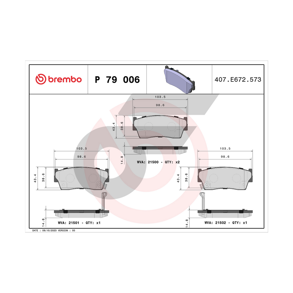 BREMBO ผ้าเบรคหน้า VITARA 1.6 3DR ปี88-99