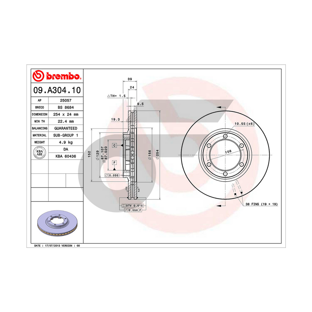 BREMBO จานเบรคหน้า STRADA 2WD | 254 MM. 6รู