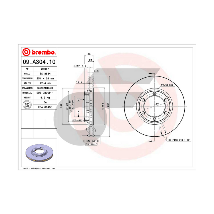 BREMBO จานเบรคหน้า STRADA 2WD | 254 MM. 6รู