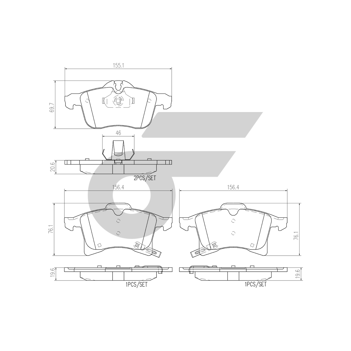 BREMBO ผ้าเบรคหน้า ZAFIRA (1.8 2.2) ปี00-06