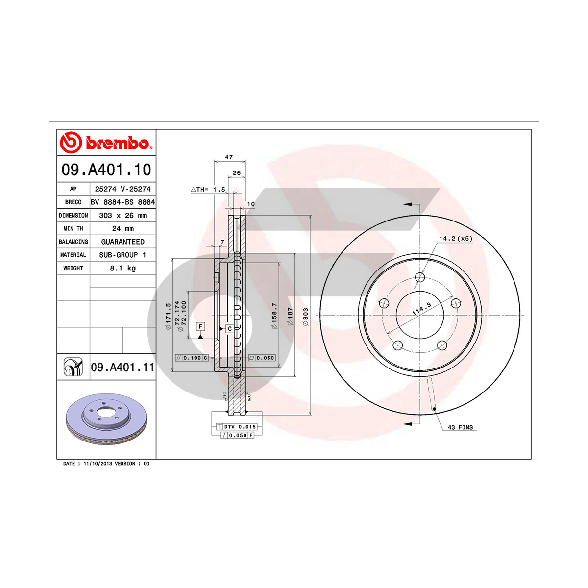 BREMBO จานเบรคหน้า ESCAPE จานใหญ่ |303MM. 5รู