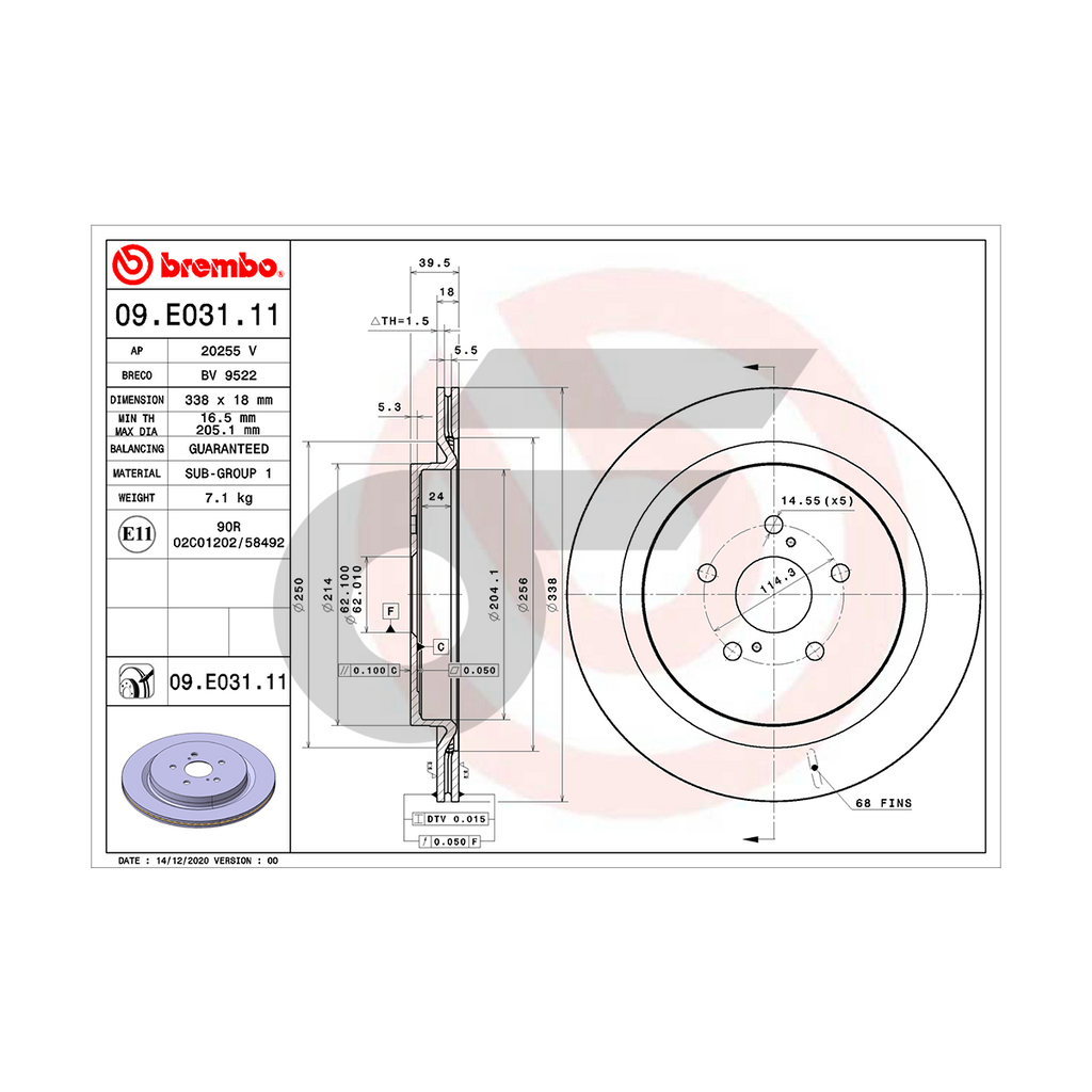 BREMBO จานเบรคหลัง RX AGL20-25 ปี15 ปี | 328 MM. 5รู