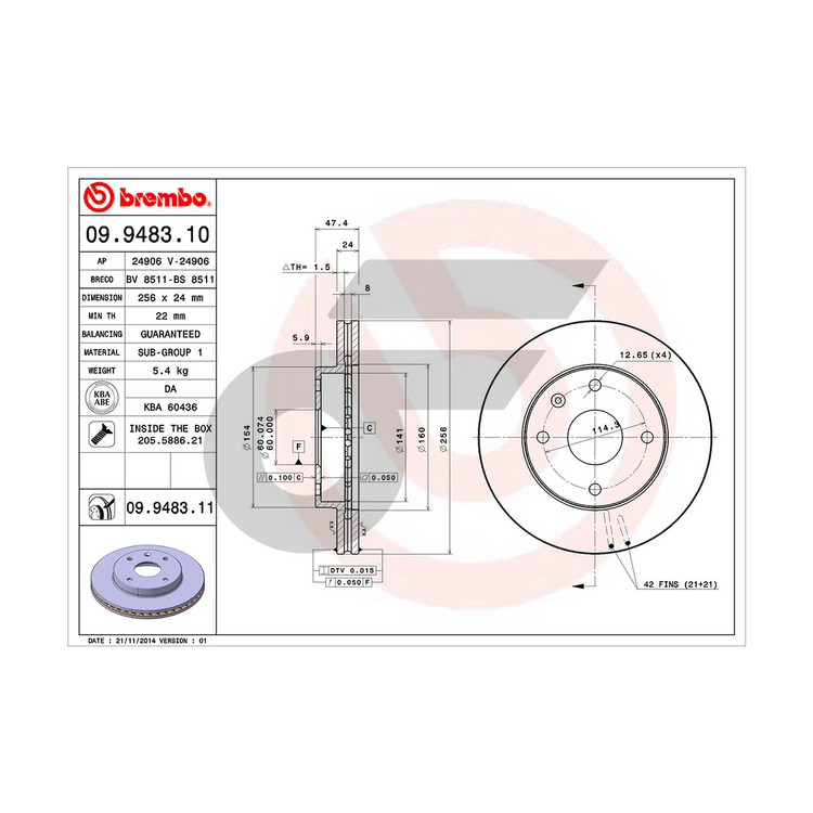 BREMBO จานเบรคหน้า OPTRA 1.6L 1.8L | 256 MM. 4รู