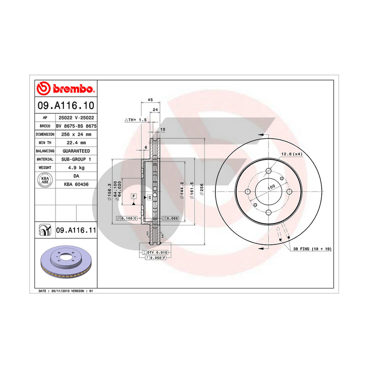 BREMBO จานเบรคหน้า LANCER CK4 ปี96 | 256 MM. 4รู