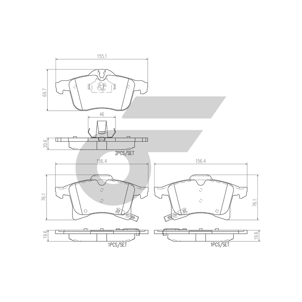 BREMBO ผ้าเบรคหน้า ZAFIRA (1.8 2.2) ปี00-06