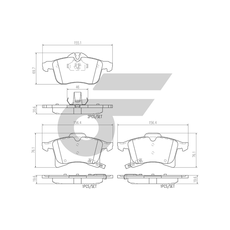 BREMBO ผ้าเบรคหน้า ZAFIRA (1.8 2.2) ปี00-06