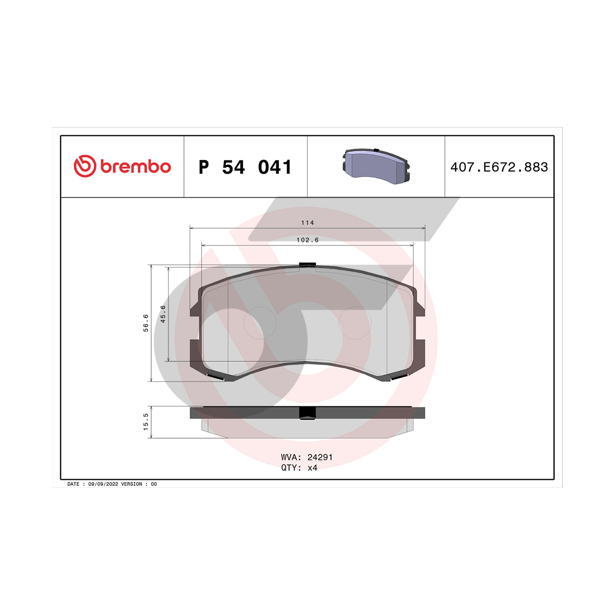 BREMBO ผ้าเบรคหน้า LANCER CEDIA 1.6 1.8 ปี01-ON