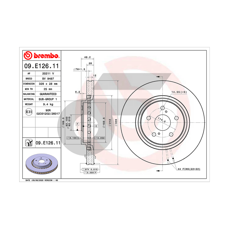 BREMBO จานเบรคหน้า RX 200T ปี15, ES 300H ปี18 | 328 MM. 5รู