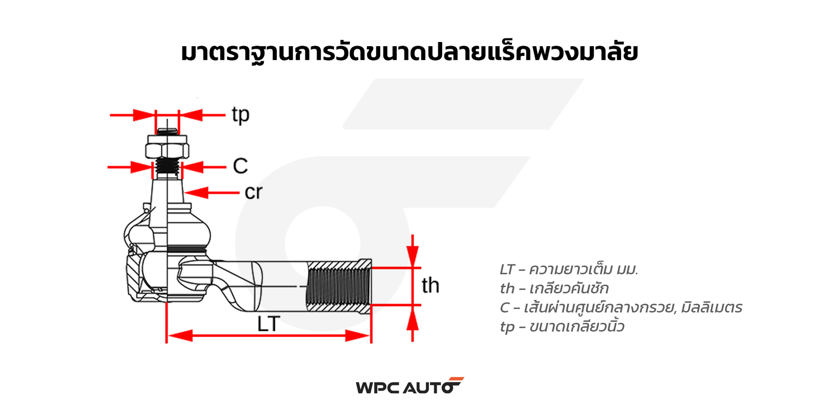 Size chart for GSP แร็คพวงมาลัย RANGER T6 2.2 2WD ปี12-15